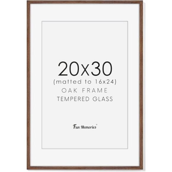 20x30 Picture Frame, Rustic Wood 20 x 30 Poster Frames for Wall, Oak Wood - Picture 1 of 7